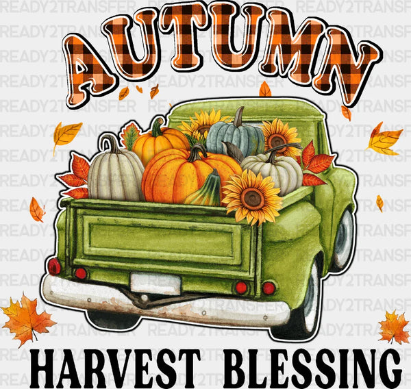 Autumn Harvest Blessing Green Truck - Fall DTF Transfer