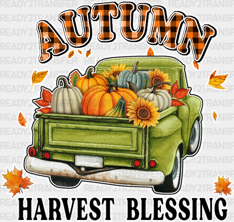 Autumn Harvest Blessing Green Truck - Fall Dtf Transfer Adult Unisex S & M (10’’) / Light Color