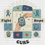 Awareness Fight Hope Cure - Diabetes DTF Transfers ready2transfer