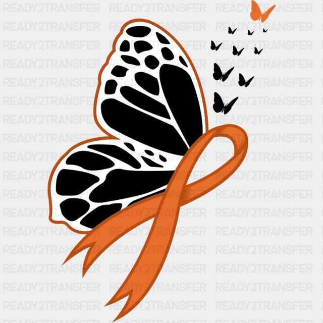 B&W Butterflies & Ribbon - Leukemia DTF Transfers ready2transfer Dark Color Design (See Imaging)