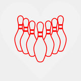 B&W Heart Bowling Pins - Bowling DTF Transfers ready2transfer Light Color Design (See Imaging)