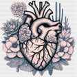 B&W Heart & Flowers - Cardiac Nurse DTF Transfers ready2transfer Dark Color Design (See Imaging)