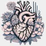 B&W Heart & Flowers - Cardiac Nurse DTF Transfers ready2transfer Light Color Design (See Imaging)