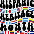 B&W Hispanic Heritage Month Flags - Hispanic Heritage Month DTF Transfer Adult Unisex - S & M (10’’) / Dark Color