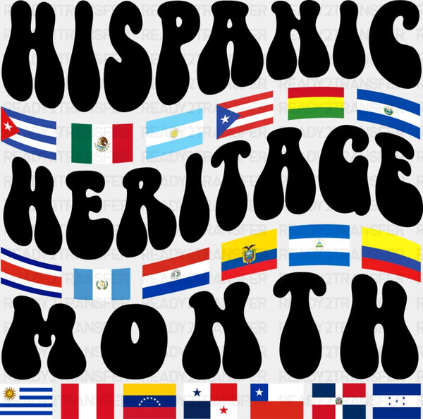 B&W Hispanic Heritage Month Flags - Hispanic Heritage Month DTF Transfer