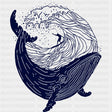 B&W Whale - Surfing DTF Transfers ready2transfer Dark Color Design (See Imaging)
