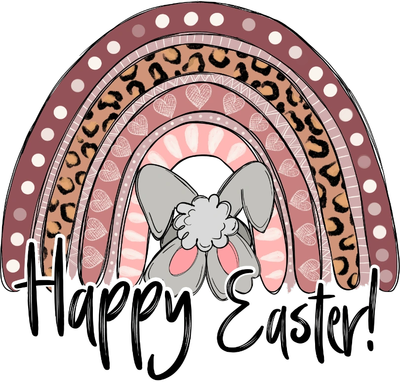 Happy Easter Rainbow DTF Heat Transfer, Easter Design