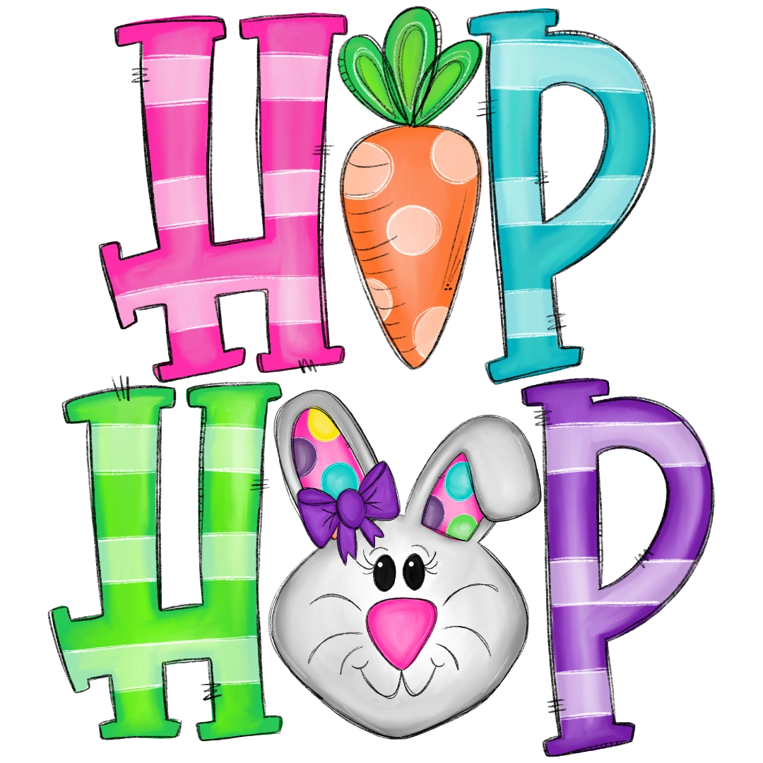 Hip Hop Bunny Easter DTF Heat Transfer, Easter Design