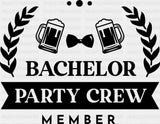 Bachelor Party Crew Member B&W Design - Dtf Transfer Adult Unisex S & M (10’’) / Dark Color