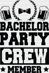 Bachelor Party Crew Member Beer Bowtie B&W Design - Dtf Transfer Adult Unisex S & M (10’’) /