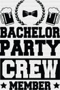 Bachelor Party Crew Member Beer Bowtie B&W Design - Dtf Transfer Adult Unisex S & M (10’’) /