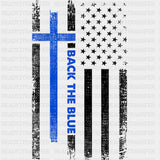 Back The Blue, Cross, US Flag - Police DTF Transfers ready2transfer Dark Color Design (See Imaging)
