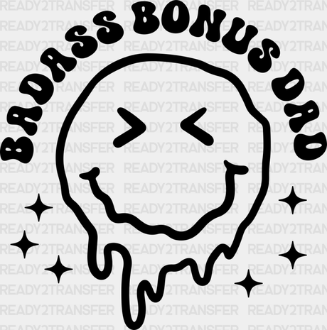 Badass Bonus Dad Smiley Design - Father’s Day Dtf Heat Transfer Adult Unisex S & M (10’’) /