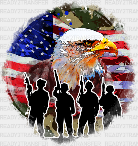 Bald Eagle Soldiers Silhouette Design - Military Dtf Heat Transfer