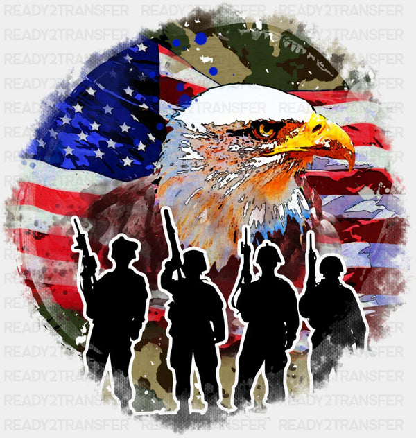Bald Eagle Soldiers Silhouette Design - Military DTF Heat Transfer