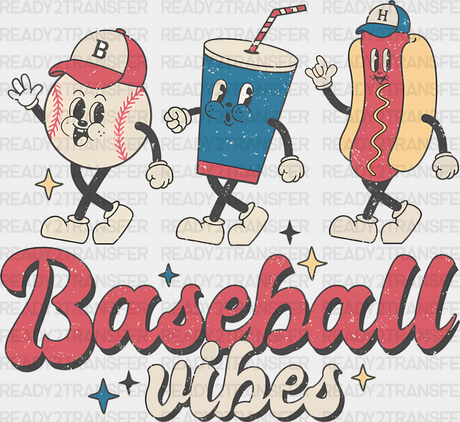 Baseball Drink And Hot Dog Design - Dtf Heat Transfer