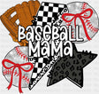 Baseball Mama Checkered Lightning Bolt - Baseball DTF Transfer ready2transfer