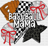 Baseball Mama Checkered Lightning Bolt - Baseball DTF Transfer ready2transfer