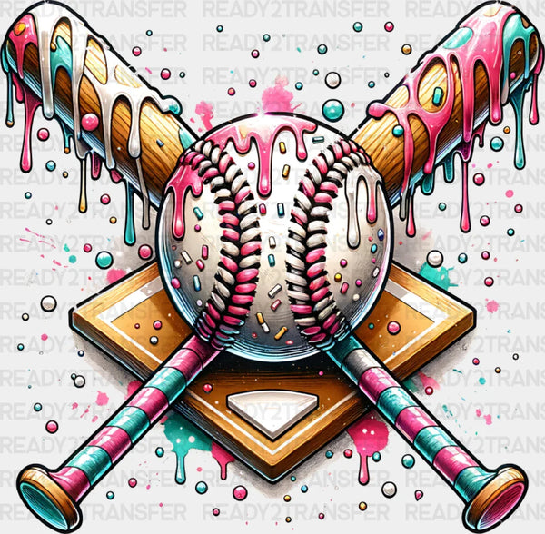 Baseball Pink And Blue Design - Baseball DTF Transfer