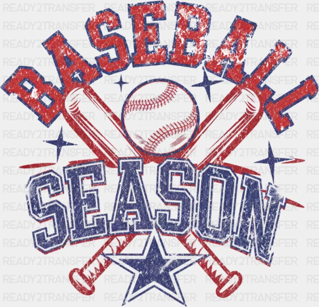 Baseball Season Red & Blue - Baseball DTF Transfer ready2transfer
