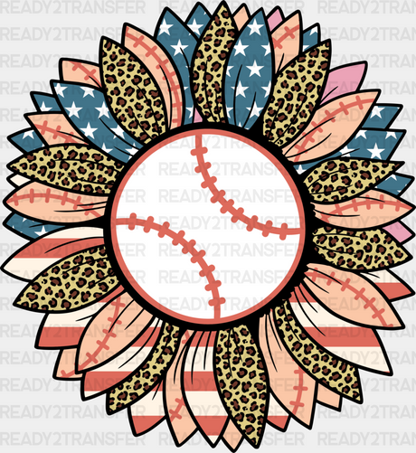 Baseball Sunflower Design - Dtf Heat Transfer