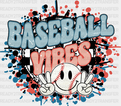 Baseball Vibes Smiley - Dtf Heat Transfer