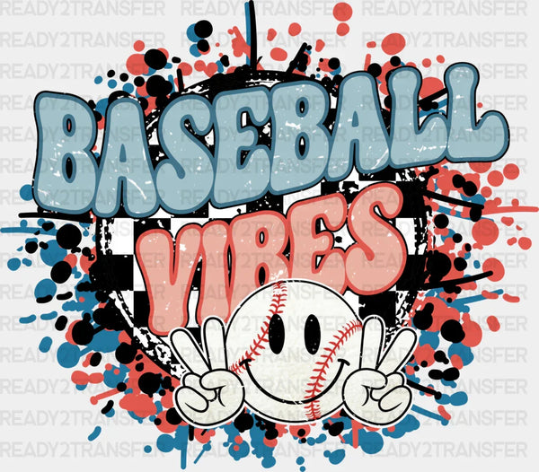 Baseball Vibes Smiley - Baseball DTF Heat Transfer