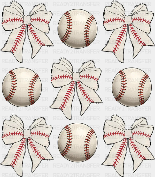 Baseballs And Ribbons - Baseball DTF Transfer ready2transfer