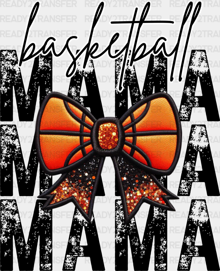 Basketball Mama Ribbon Design - Dtf Heat Transfer Adult Unisex S & M (10’’) / Black