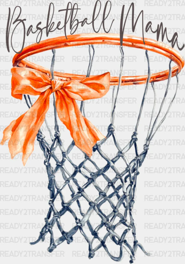 Basketball Mama Ribbon Hoop Design - Basketball DTF Transfer