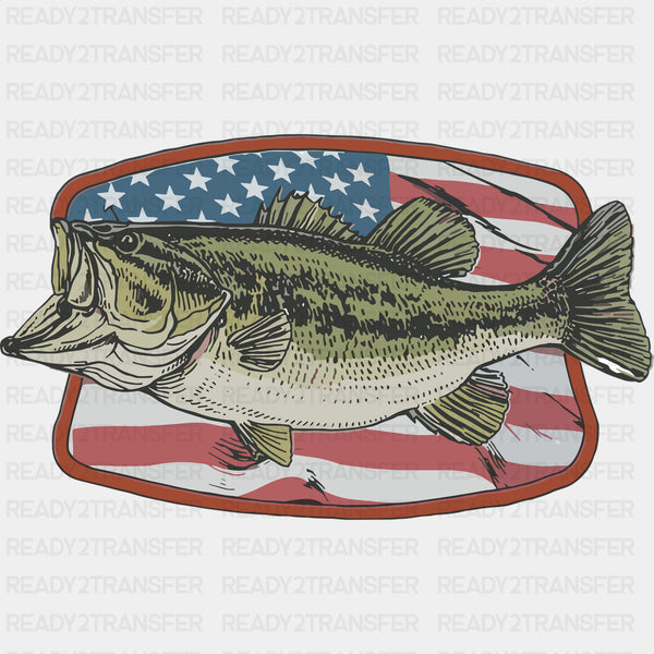 Bass, US Flag - Fishing DTF Transfers