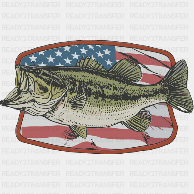 Bass US Flag - Fishing DTF Transfers