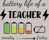 Battery Life Of a Teacher DTF Transfer - ready2transfer