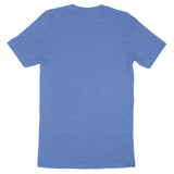 Back view of a blue Bella Canvas Adult T-Shirt 3001