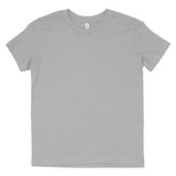 Heather athletic grey short-sleeve crew neck t-shirt flat lay