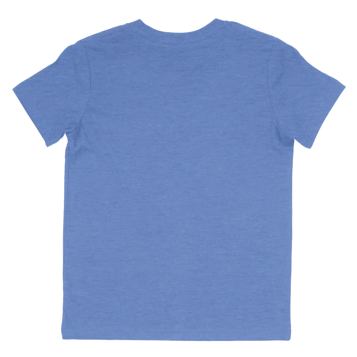 Back view of a plain heather Columbia blue short sleeve t-shirt
