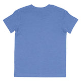 Back view of a plain heather Columbia blue short sleeve t-shirt