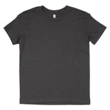 Heather dark grey short-sleeve cotton t-shirt flat lay on white background