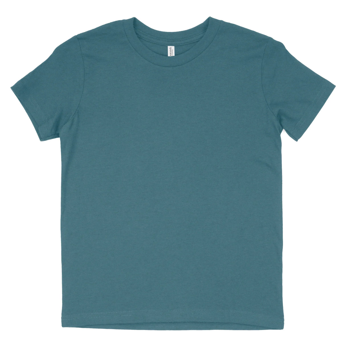 Heather deep teal short sleeve cotton t-shirt with crew neck on white background