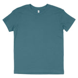 Heather deep teal short sleeve cotton t-shirt with crew neck on white background