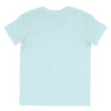 Heather ice blue short sleeve kids t-shirt back view plain cotton fabric