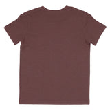 Back view of plain heather maroon short sleeve cotton t-shirt