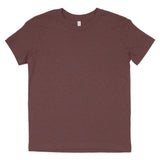 Heather maroon short sleeve unisex cotton t-shirt flat lay on white background
