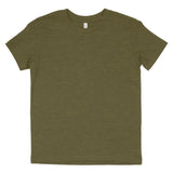 Heather olive green short sleeve crewneck soft cotton t-shirt flat lay