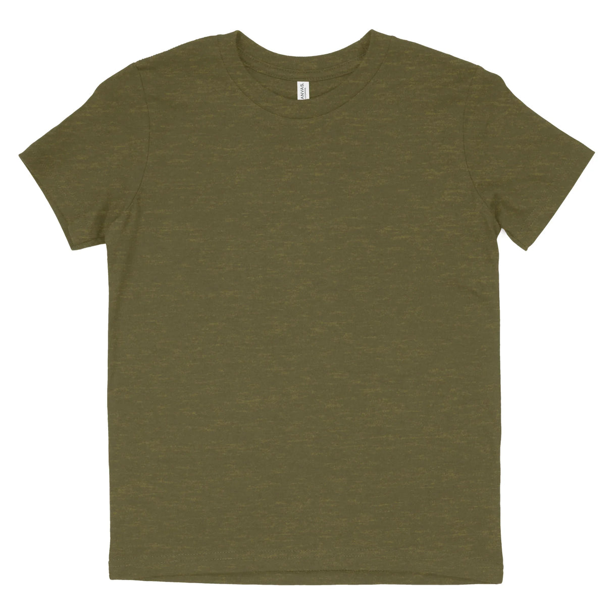 Heather olive short sleeve unisex cotton blend t-shirt with crew neck