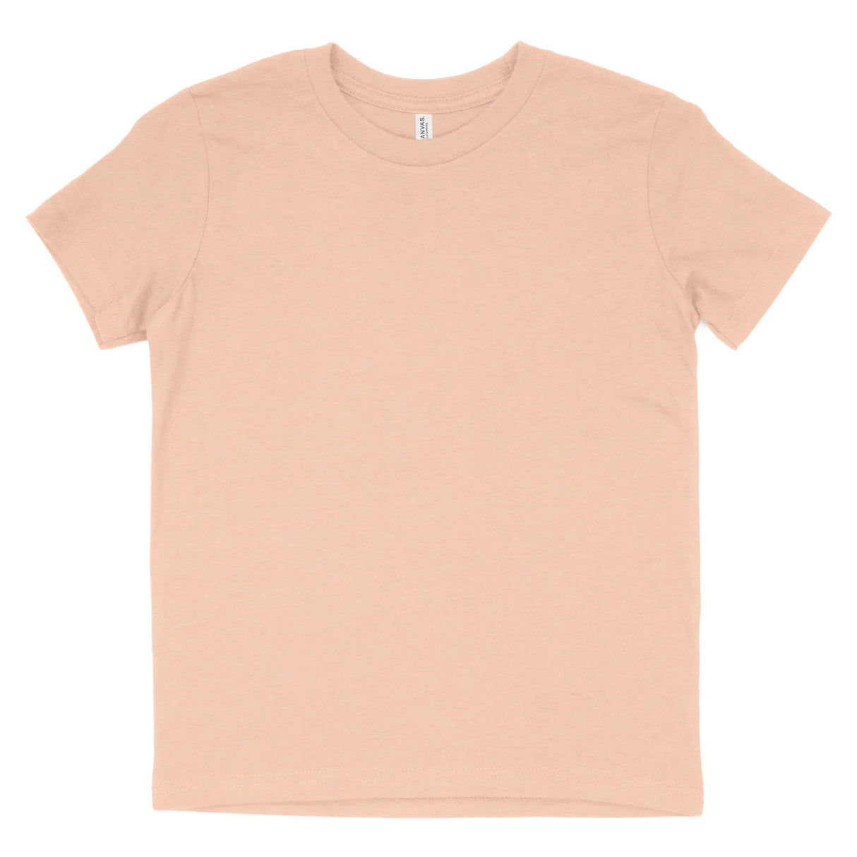 Heather peach short-sleeve cotton t-shirt with crew neck, plain front design