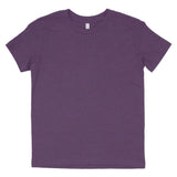 Heather purple short sleeve crew neck t-shirt flat lay on white background