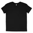 Black short-sleeve crew neck t-shirt front view on white background
