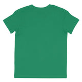 Back view of plain Kelly green short sleeve t-shirt on white background