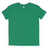 Plain Kelly green short sleeve cotton T-shirt with crew neck on white background